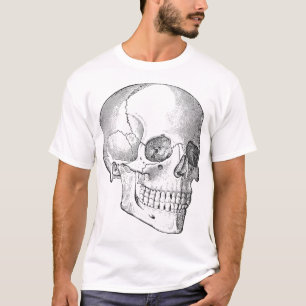 T-shirt Anatomie Médicale dessin vintage crâne monochrome