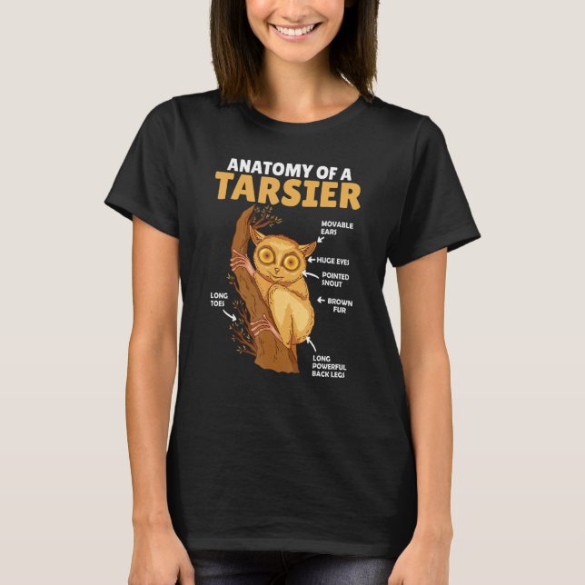 T-shirt Anatomie Tarsier Mignonne D'Un Tarsier Explication (Devant)