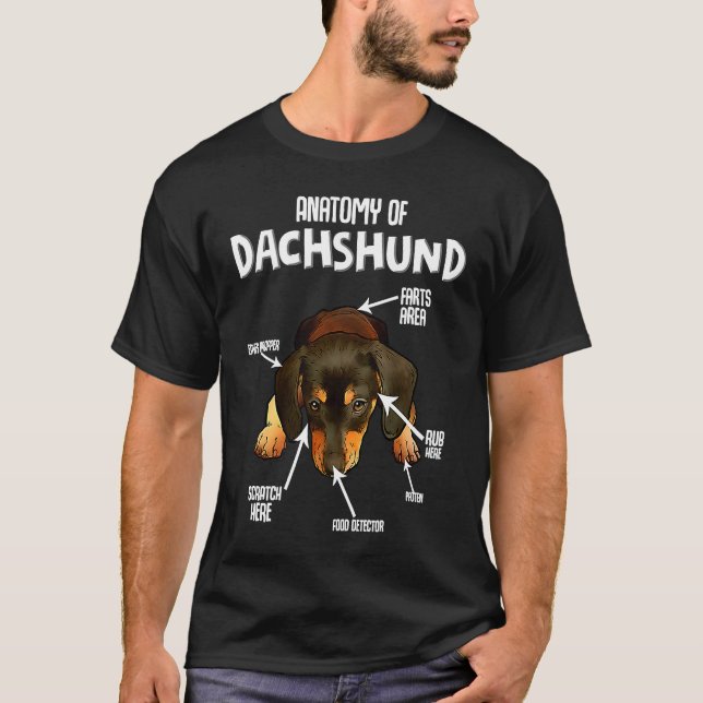 T-shirt Anatomy of a Dachshund Teckel Dog  Phrases (Devant)
