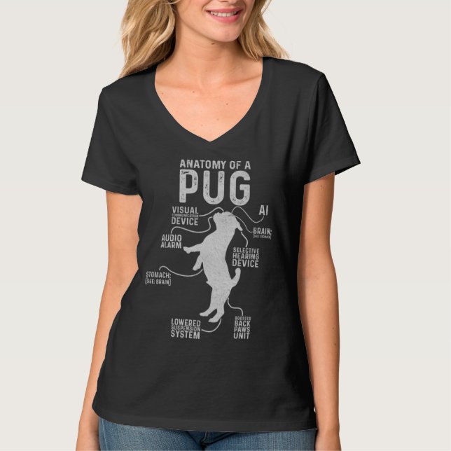 T-shirt Anatomy Of A Pug  Pug  Mama Graphic (Devant)