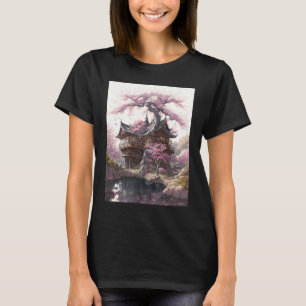 T-shirt Ancien château japonais aux fleurs de cerisiers pe