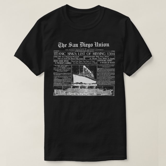 T-shirt Ancien journal TITANIQUE 1912 (Design devant)