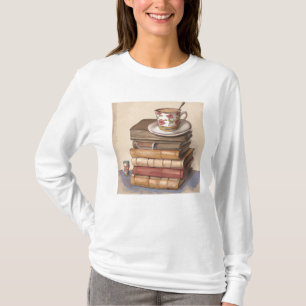 T-shirt Ancien livre Vintage et une coupe de café
