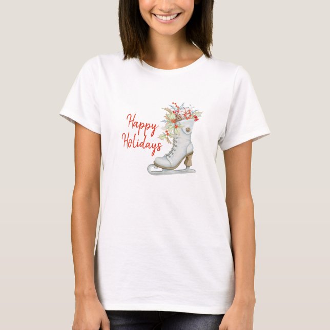 T-shirt Ancien patinage sur glace Noël (Devant)