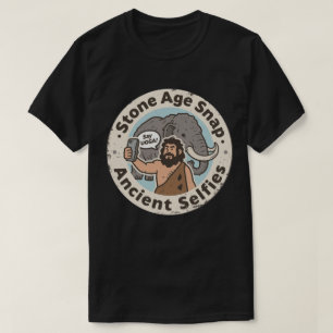 T-shirt Ancien Selfie Homme des Cavernes Mammouth