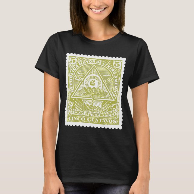 T-shirt Ancien Timbre Poscène Guatamala Tous Voir L'Oeil (Devant)