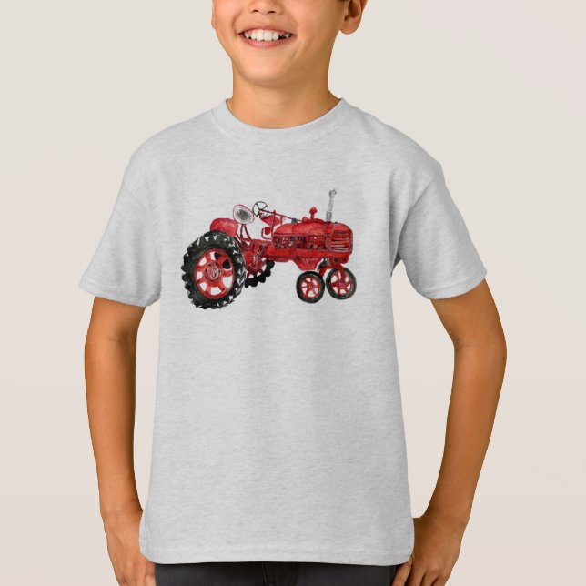 T-shirt Ancien tracteur rouge (Devant)