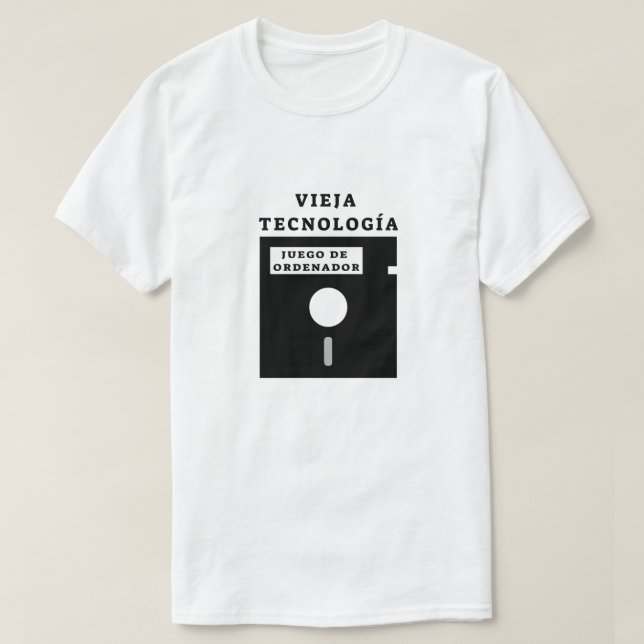 T-shirt ancienne disquette et texte espagnol : vieja tecno (Design devant)