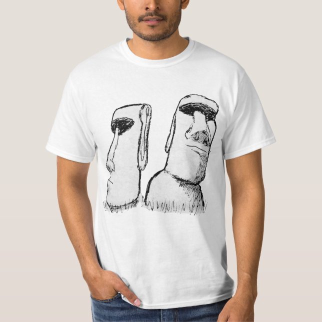 T-shirt Anciennes statues de l'île de Pâques croquis (Devant)