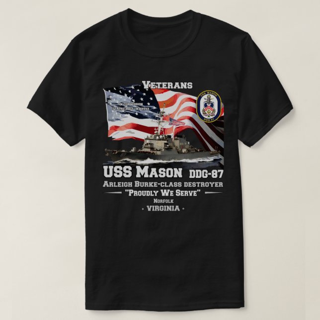 T-shirt Anciens combattants destroyers USS Mason (Design devant)
