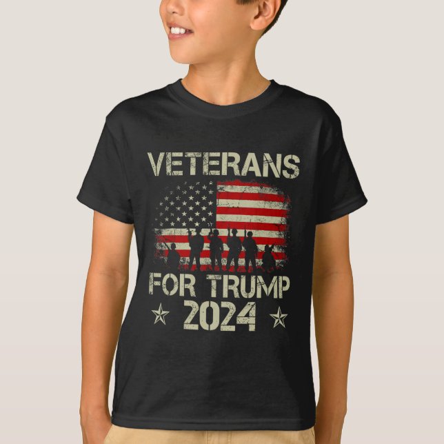 T-shirt Anciens Combattants Pour Trump 4 juillet Drapeau A (Devant)