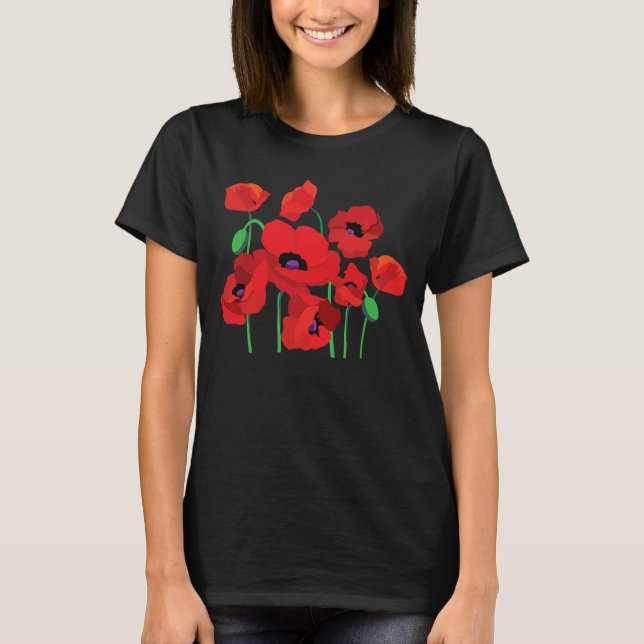 T-shirt Anciens Combattants Red Poppy Poppies graphique fl (Devant)