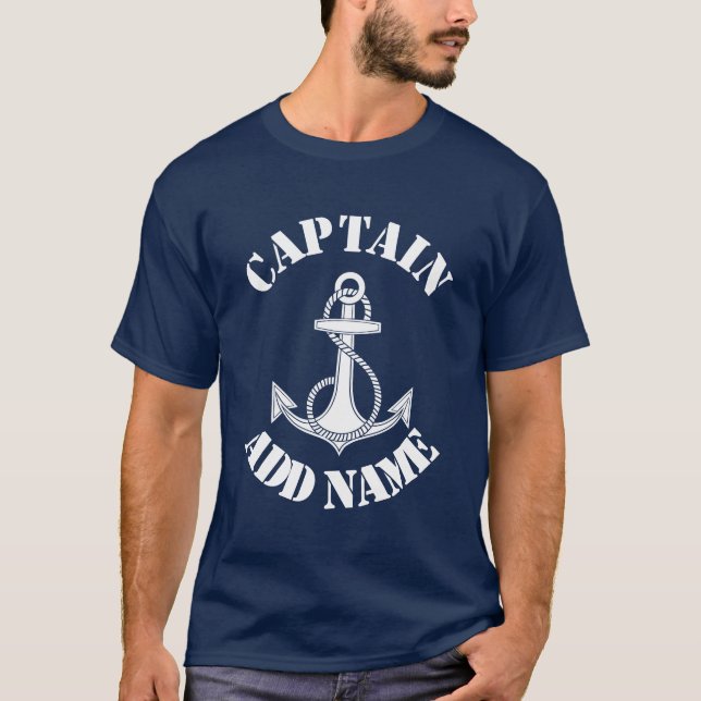 T-shirt Ancrage de nom de capitaine personnalisé (Devant)