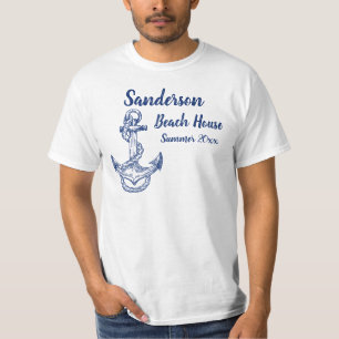 T-shirt Ancre Bleue de la marine nautique Monogramme 