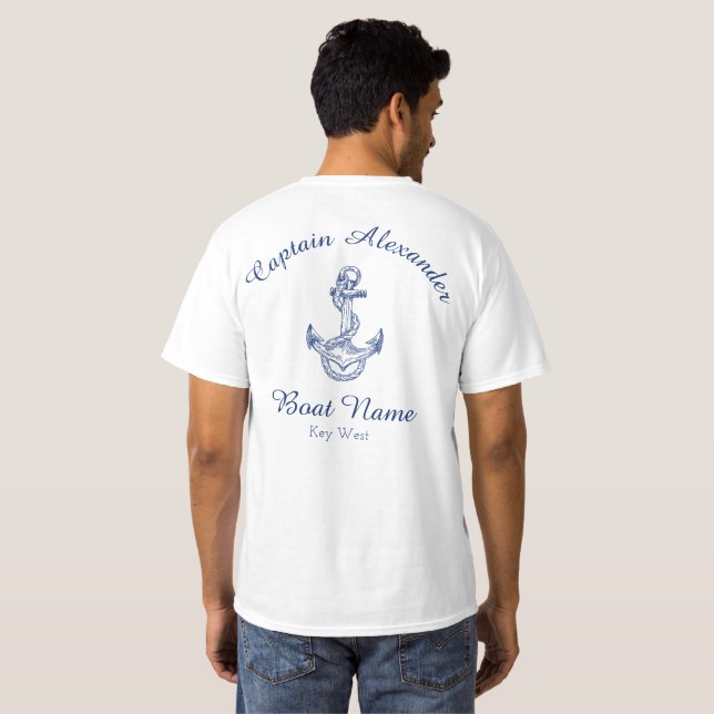 T-shirt Ancre Bleue de la Marine Nautique - T-S monogrammé (Dos entier)