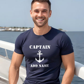 T-shirt Ancre Capitaine Ajouter un nom ou un nom de bateau