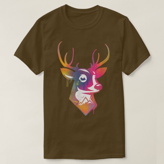 T-shirt ancre d'animal sauvage de cerf cool, randonneur, c (Design devant)