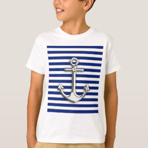 T-shirt Ancre de chrome sur des rayures de marine