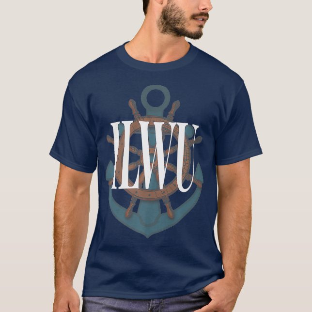T-shirt ANCRE de roue ILWU simple avant Premium (Devant)
