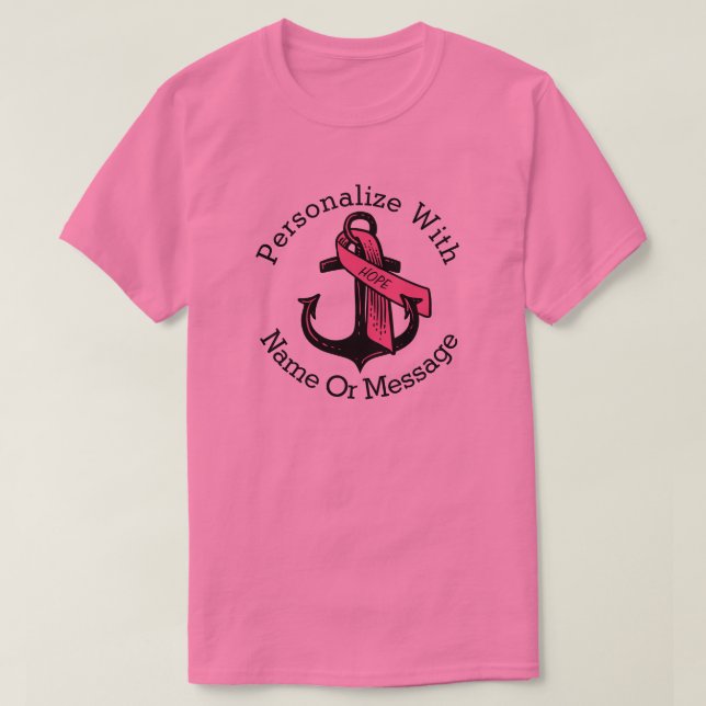 T-shirt ANCRE de ruban rose PERSONNALISÉE (Design devant)