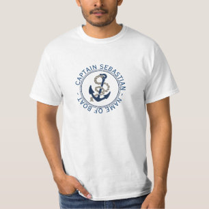 T-shirt Ancre Et Corde Du Capitaine Personnalisées