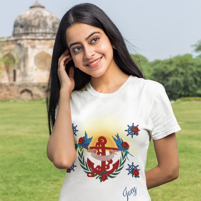 T-shirt Ancre florale bleu (Créateur téléchargé)