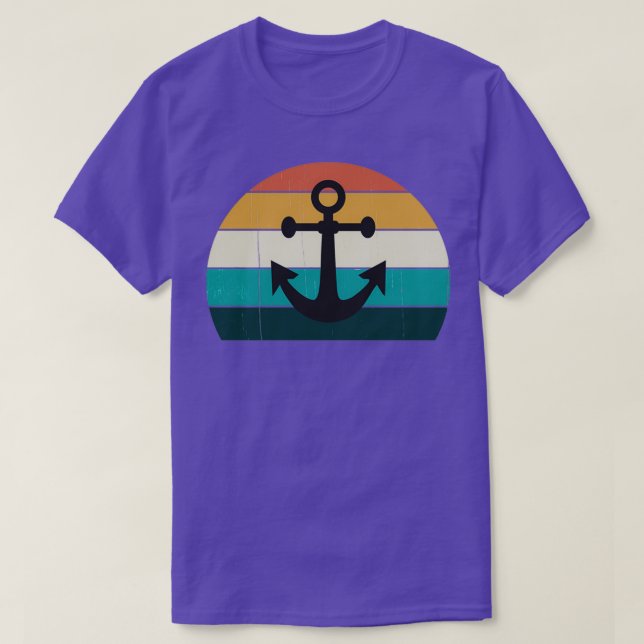 T-shirt Ancre rétro Coucher de soleil Famille Croisière na (Design devant)