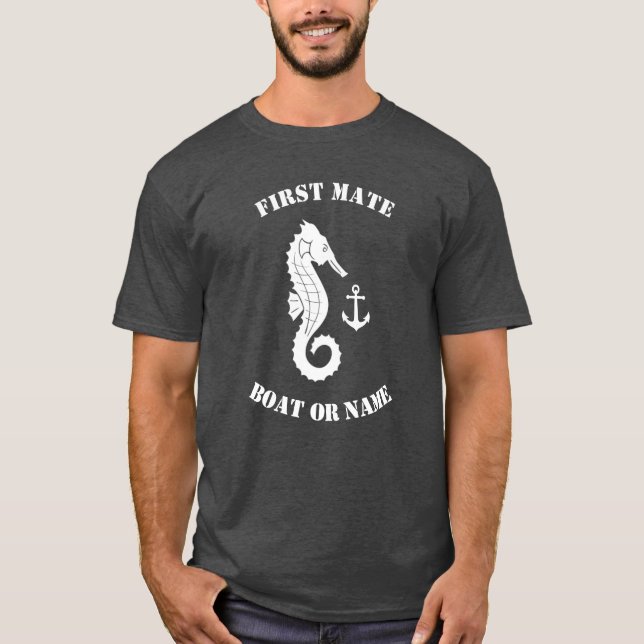 T-shirt Ancre Seahorse First Mate Bateau ou nom Grey (Devant)