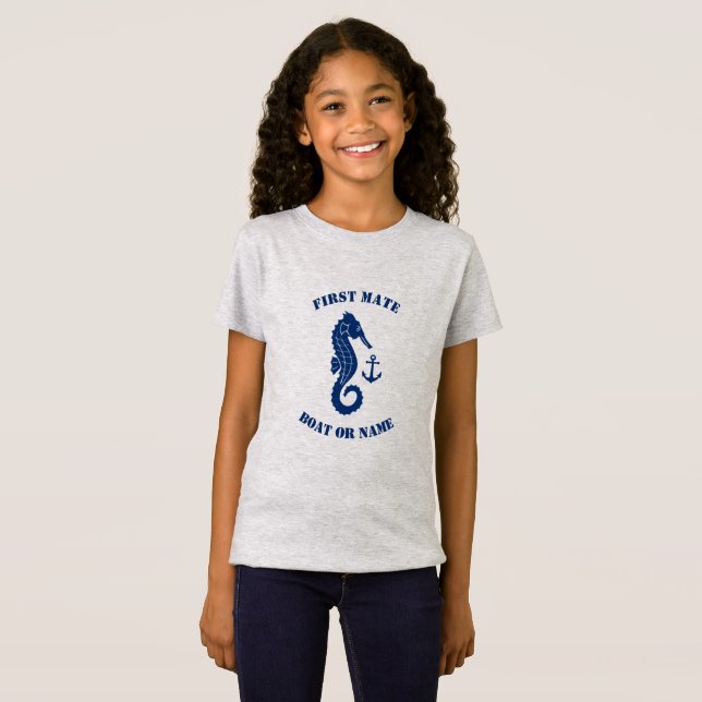 T-Shirt Ancre Seahorse First Mate Bateau ou nom Marine Gre (Devant entier)