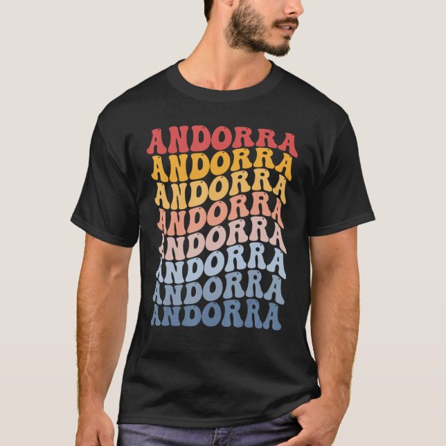 T-shirt Andorra Groovy Retro Andorran (Devant)
