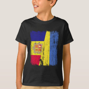 T-shirt Andorre Ukraine Demi-drapeau Andorien Héritage ukr
