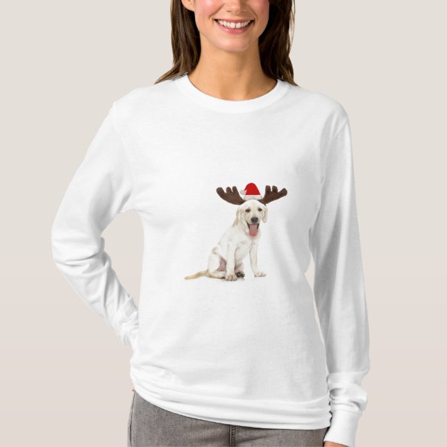 T-shirt Andouillers de port de chiot de laboratoire (Devant)