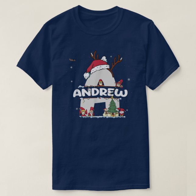T-shirt Andrew Christmas w Andrew Nom pour les Noël drôles (Design devant)