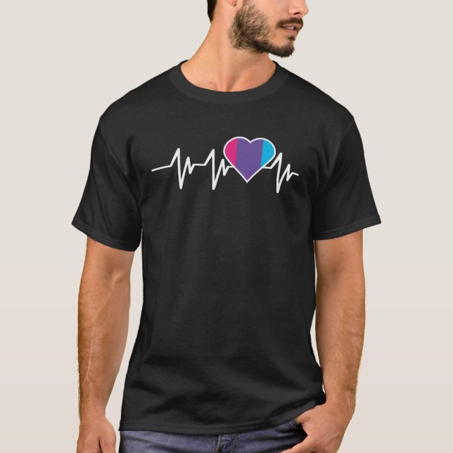 T-shirt Androgyne Nonbinary Gender Fluid Heartbeat (Devant)