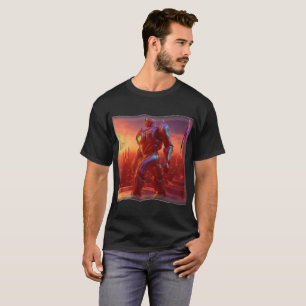 T-shirt Android Marche Sur Un Toit Alors Qu'Il Regarde La