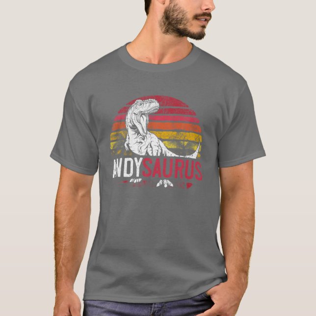 T-shirt Andy Saurus Funny Dinosaure personnalisé T Rex Nom (Devant)
