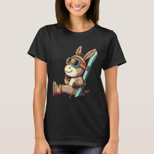 T-shirt Âne de ski avec lunettes humour alpin mignon