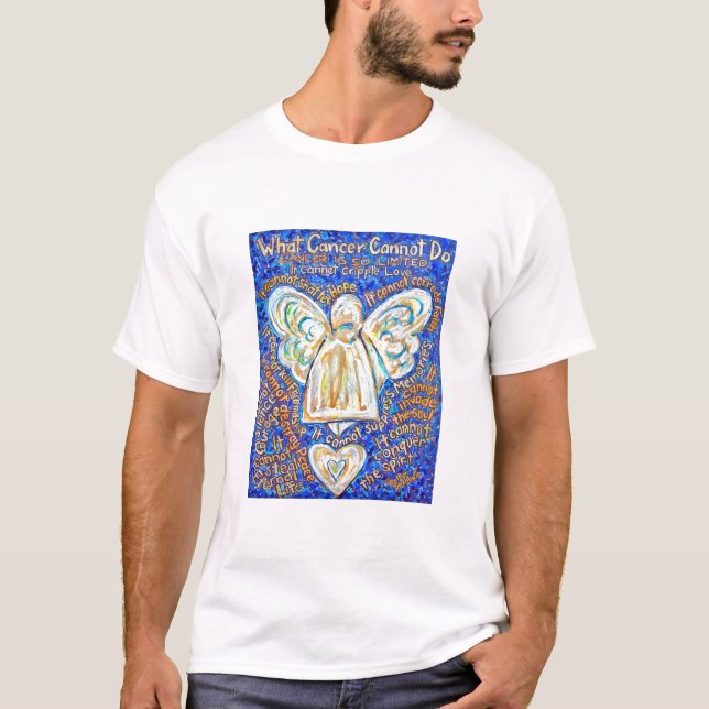 T-shirt Ange Cancer bleu et or (Le dos est blanc) (Devant)