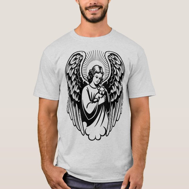 T-shirt Ange Gardien Embracant un animal de compagnie bien (Devant)