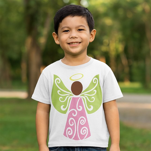 T-shirt Ange rose Verte Ailes Vertes Spirituel Décoratif (Créateur téléchargé)