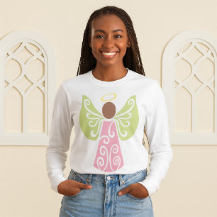 T-shirt Ange rose Verte Ailes Vertes Spirituel Décoratif