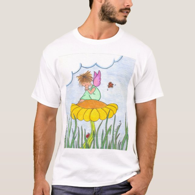 T-shirt Ange somnolent sur la chemise de fleur (Devant)