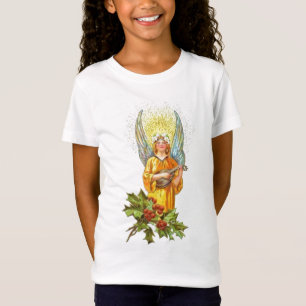 T-Shirt Ange vintage avec le houx et la mandoline