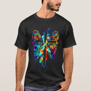 T-shirt Angel Sensibilisation sur l'autisme Croix Ailes Cr