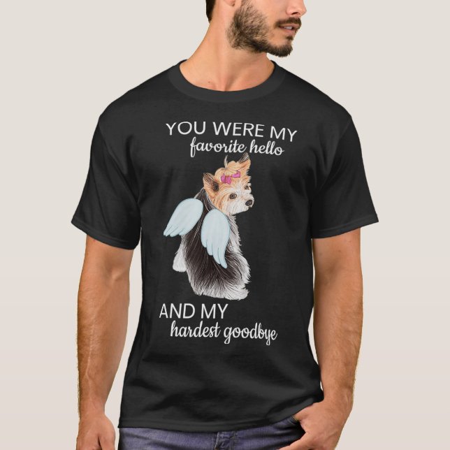 T-shirt Angel Wing Chien Yorkie Memorial Chiot Rainbow Ani (Devant)
