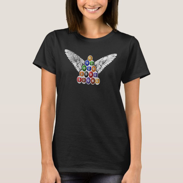 T-shirt Angel Wings Pool Balls (Devant)