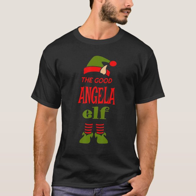 T-shirt ANGELA Elf Bon Noël Correspondant Pajama Party (Devant)
