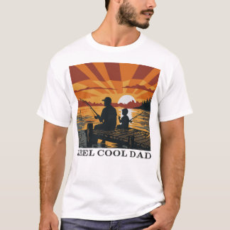 T-Shirt Angeln Vater Sohn Sonnenuntergang Reel Coo
