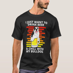 T-shirt Anglais Bulldog Boire Bière Chill Avec Mon Père Ho