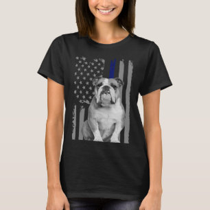 T-shirt ANGLAIS BULLDOG - FLAG American Mince Blue Line US